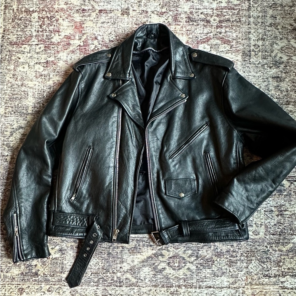 Vintage Leather Moto Biker Jacket